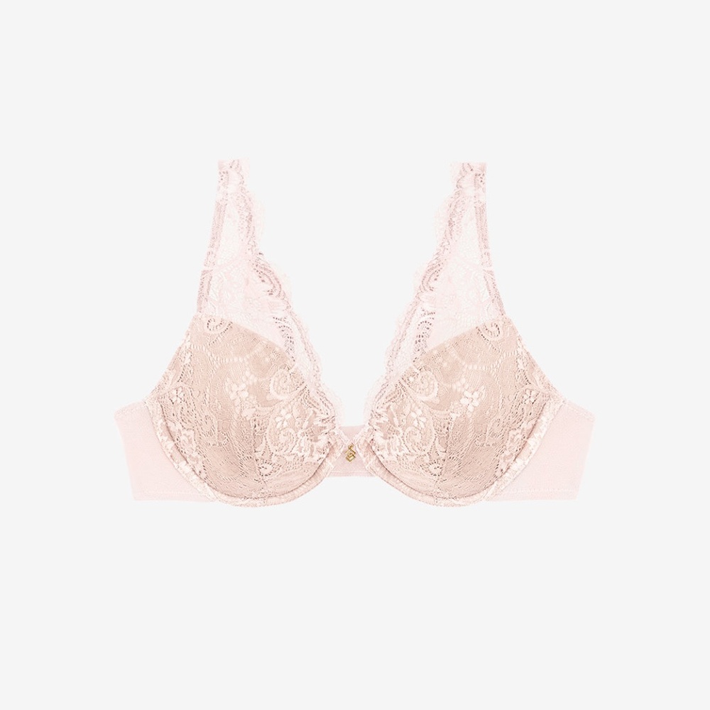 ThirdLove Lace Contour Plunge Bra Size 38Gsoft-pink / 38G